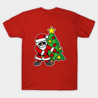 Santa Claus Christmas tree FLOSS FLOSSING Christmas tree T-Shirt